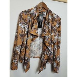 Annabelle, Long sleeve cardigan jacket polyester rayon floral sz Lg pockets NWT
